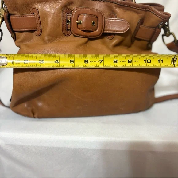 Cole Haan brown leather top handle tote with adj  shoulder strap and buckle - Picture 10 of 10
